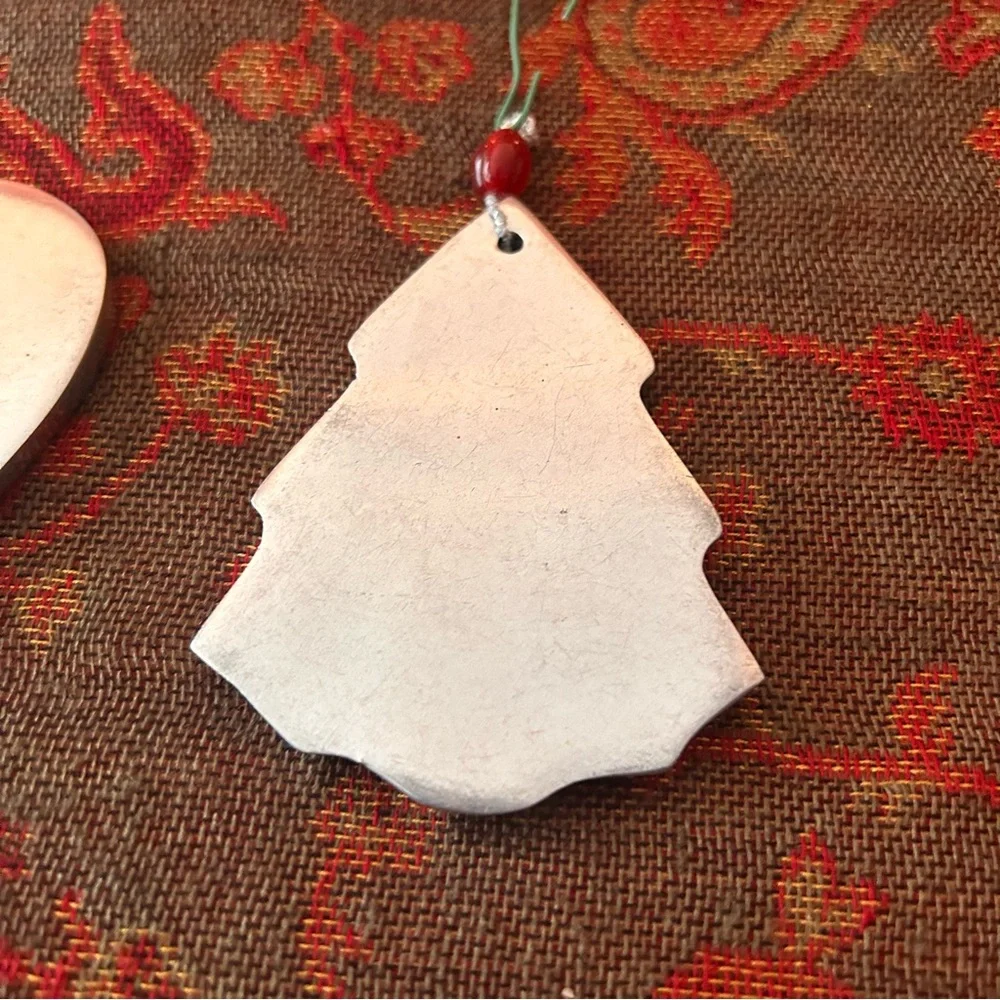 Crate&Barrel Vintage Christmas Silver Metal Ornaments Bundle